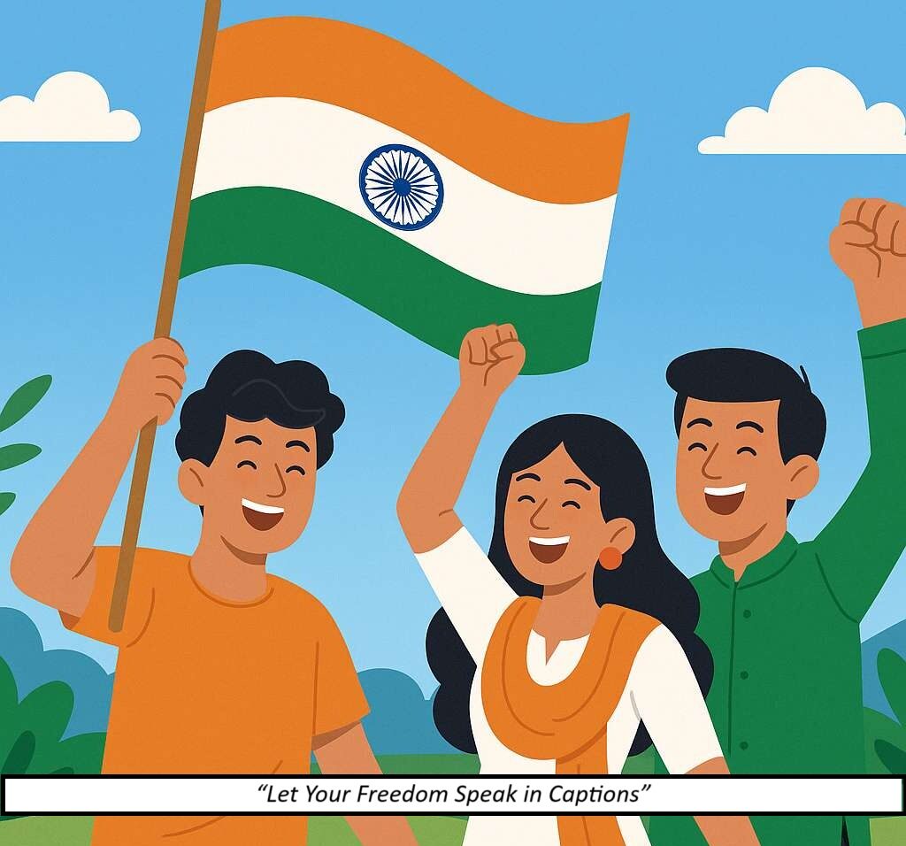 outh celebrating with Indian flag, social media reels and patriotic poses on 15 August 2025