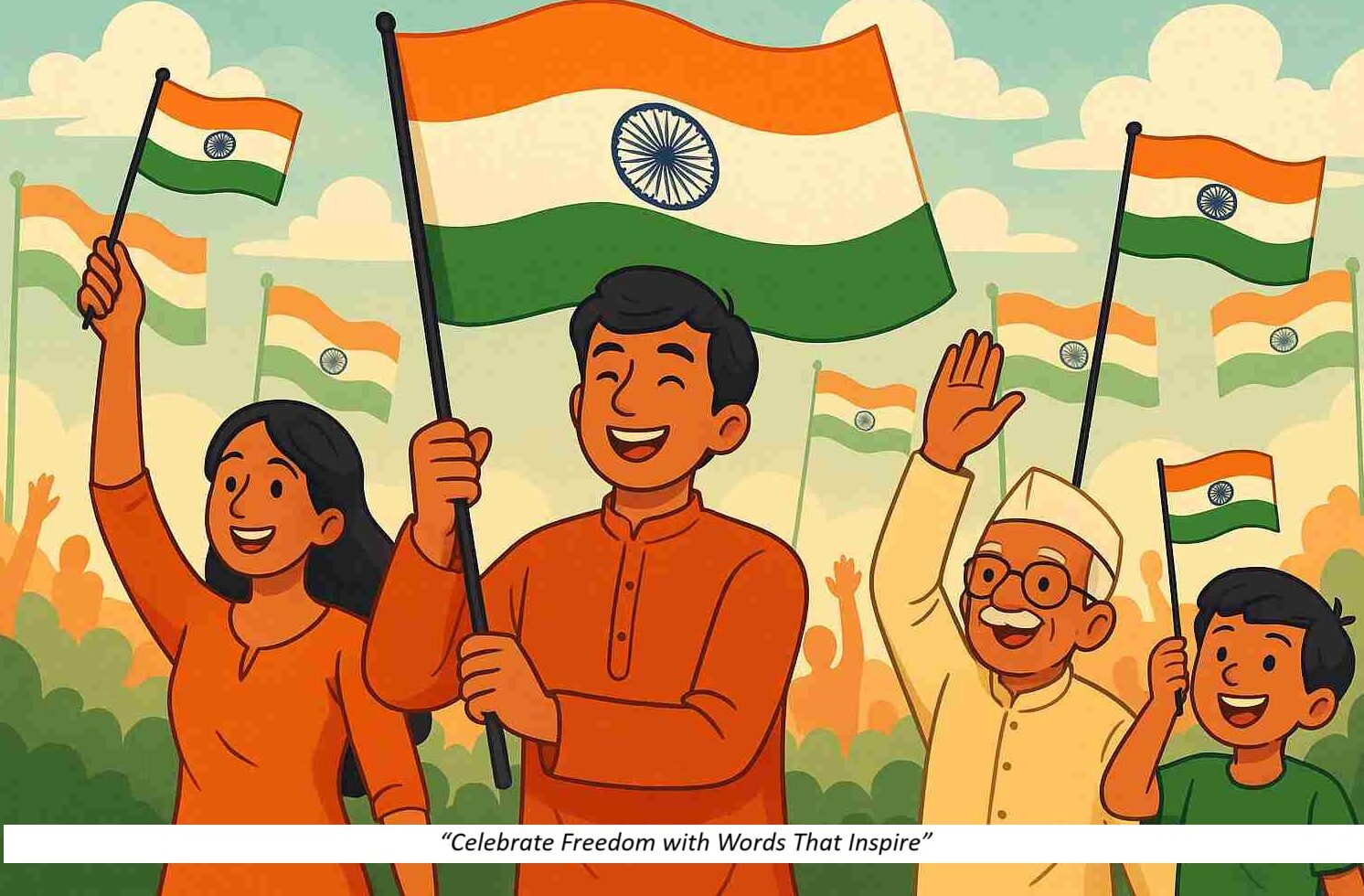 Indian citizens waving flags and celebrating Independence Day 2025 with joy and pride
