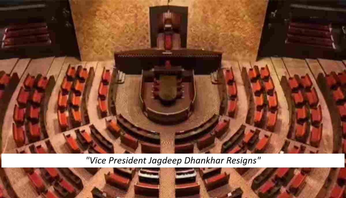 “Rajya Sabha chamber inside the Indian Parliament, symbolizing leadership change after Vice President Jagdeep Dhankhar’s resignation”