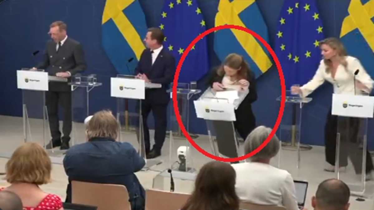 Watch: Sweden’s New Health Minister Collapses On Stage During Press Meet – Video Goes Viral