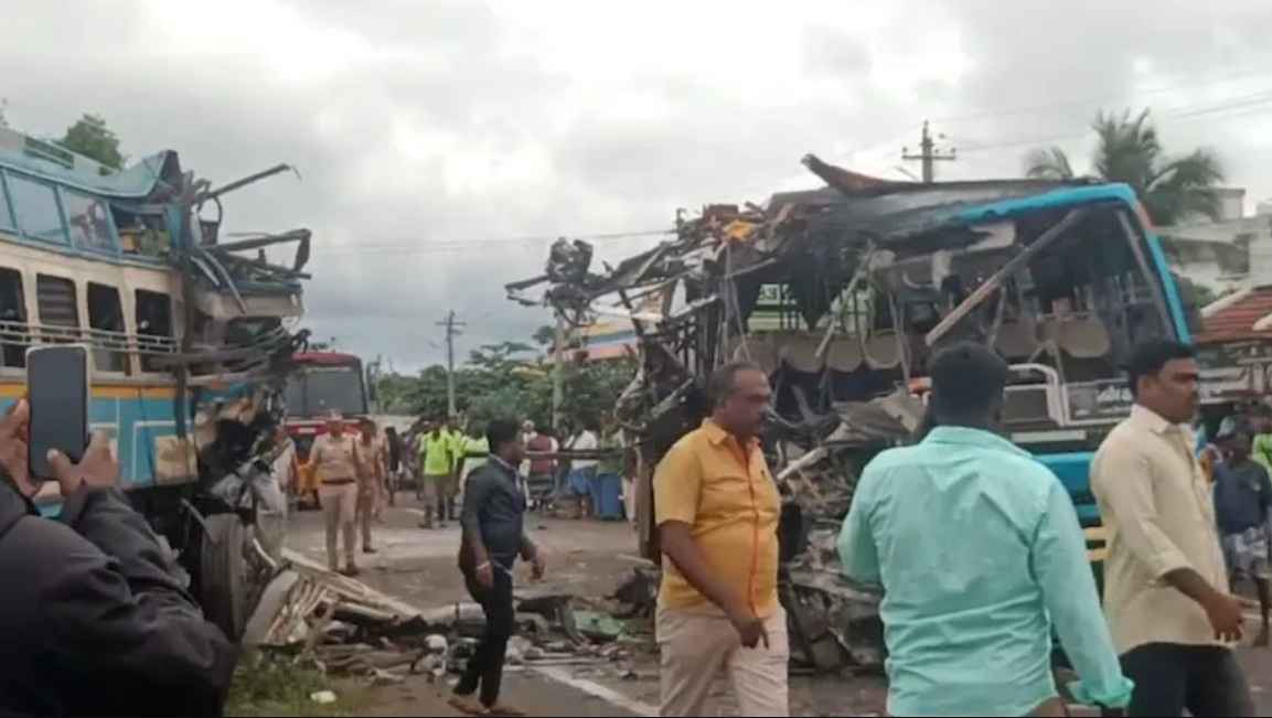 Six Killed, 28 Injured After Two Buses Collide Head-On in Tamil Nadu’s Tenkasi