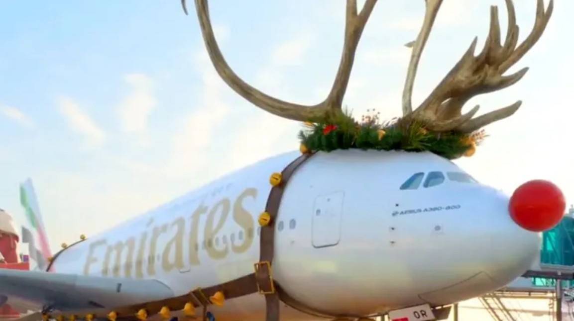 Viral Video: Emirates A380 Appears to Take Off With Santa’s Sleigh in Festive AI Twist